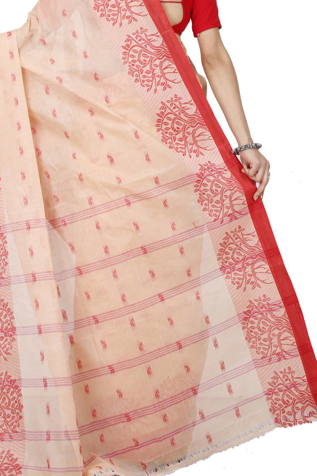Off-White Pure Cotton Somaya Tant Saree (1044)
